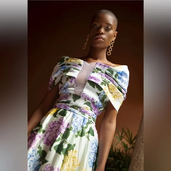 New Mar a Mar Ensencia Floral Hydrangea Satin Dress size Medium - Picture 3 of 15